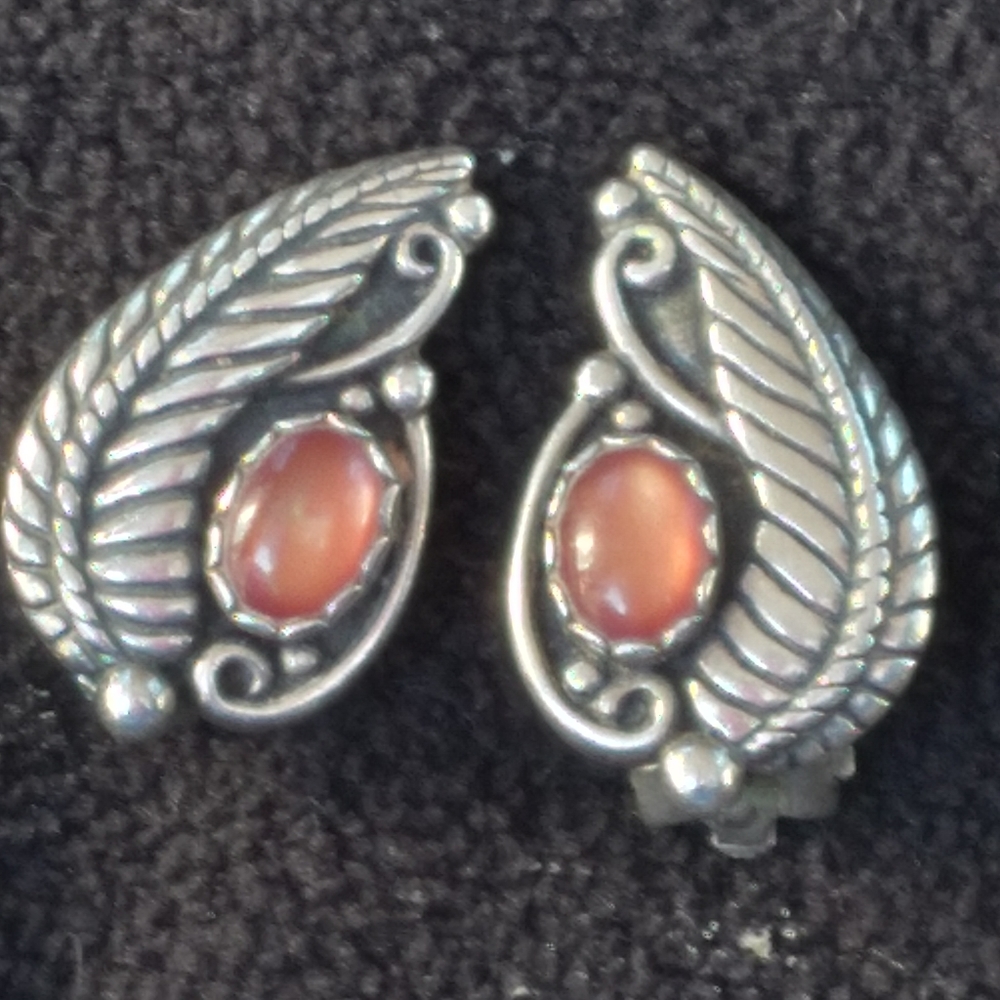 Jelly opal sterling clip on earrings